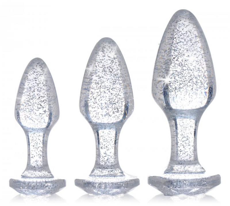 Juego de tapones anales con joya brillante - Plateado 1 juego de tapones anales con joya brillante plateado